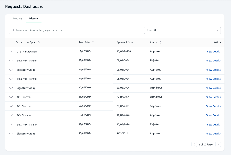 Hisotry Tab details